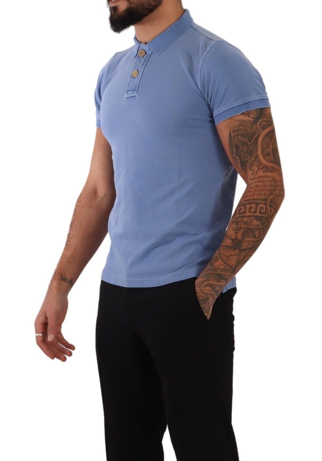 FRADI Sleek Blue Cotton Collared Tee