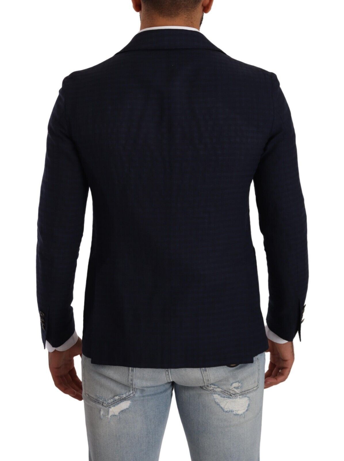 FRADI Slim Fit Notch Lapel Blazer in Dark Blue