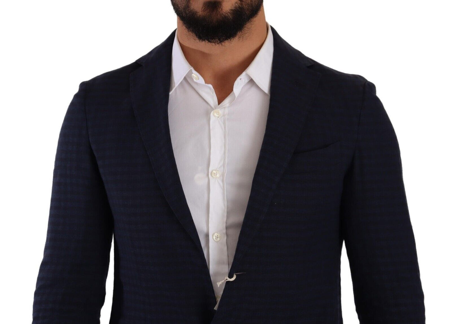 FRADI Slim Fit Notch Lapel Blazer in Dark Blue