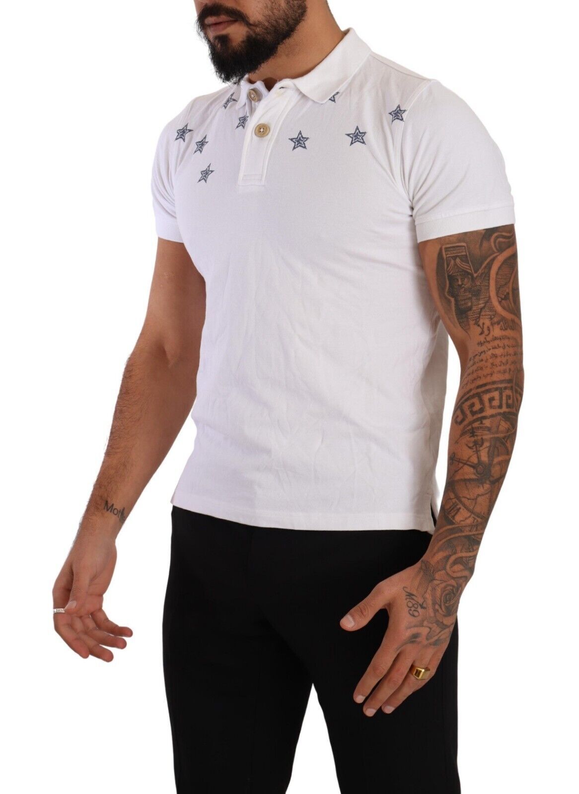 FRADI Sleek White Collared Polo T-Shirt