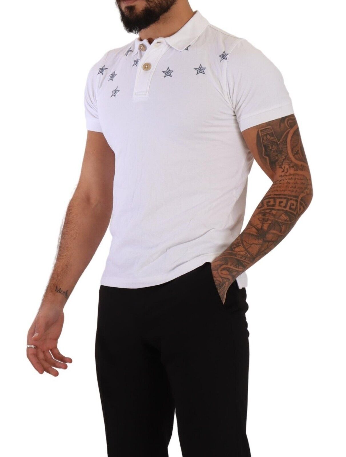 FRADI Sleek White Collared Polo T-Shirt