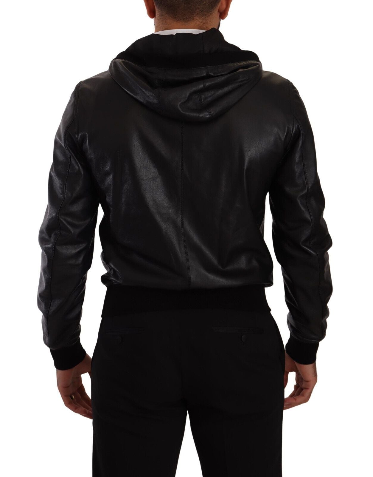 Dolce & Gabbana Chic Black Leather Bomber Jacket