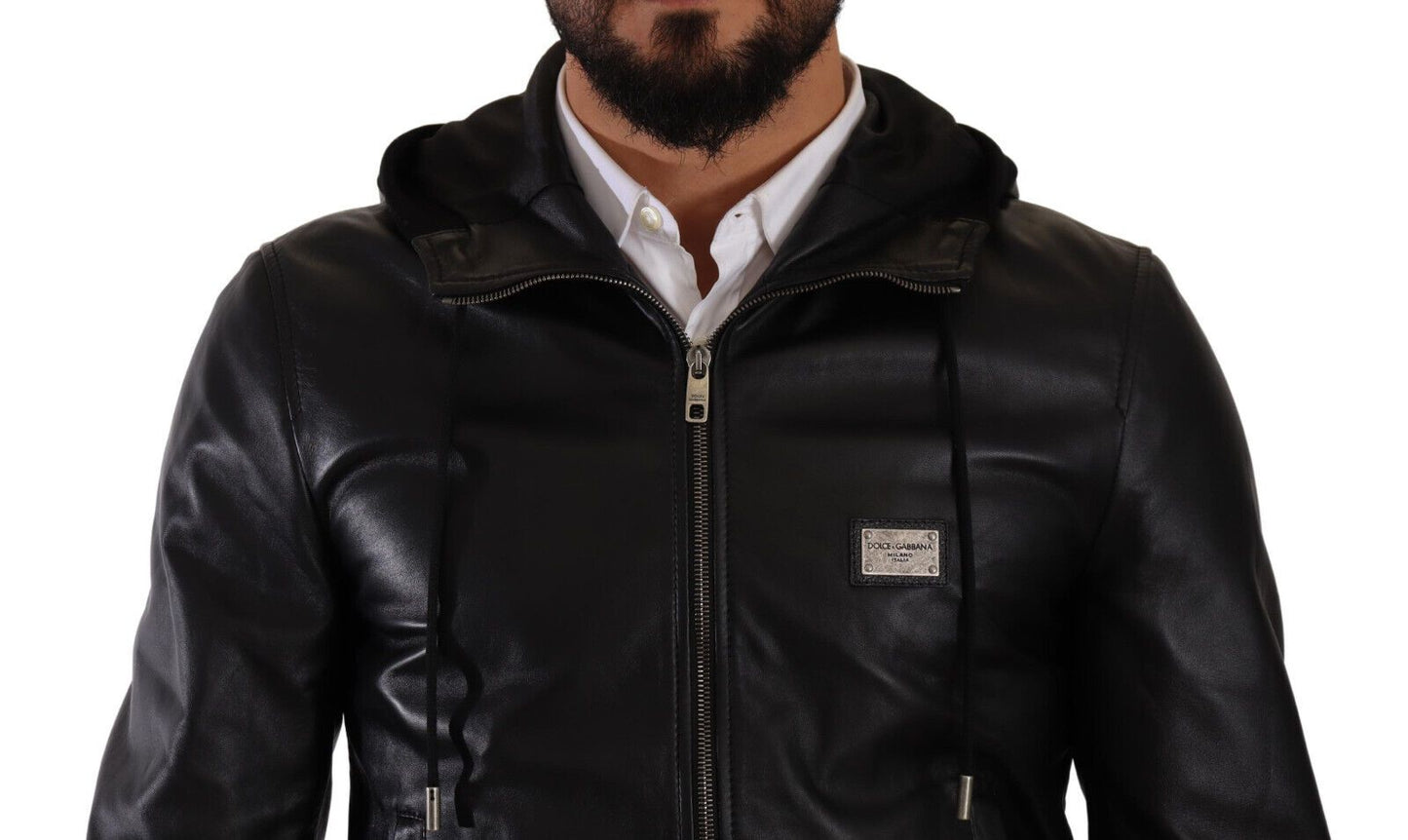 Dolce & Gabbana Chic Black Leather Bomber Jacket