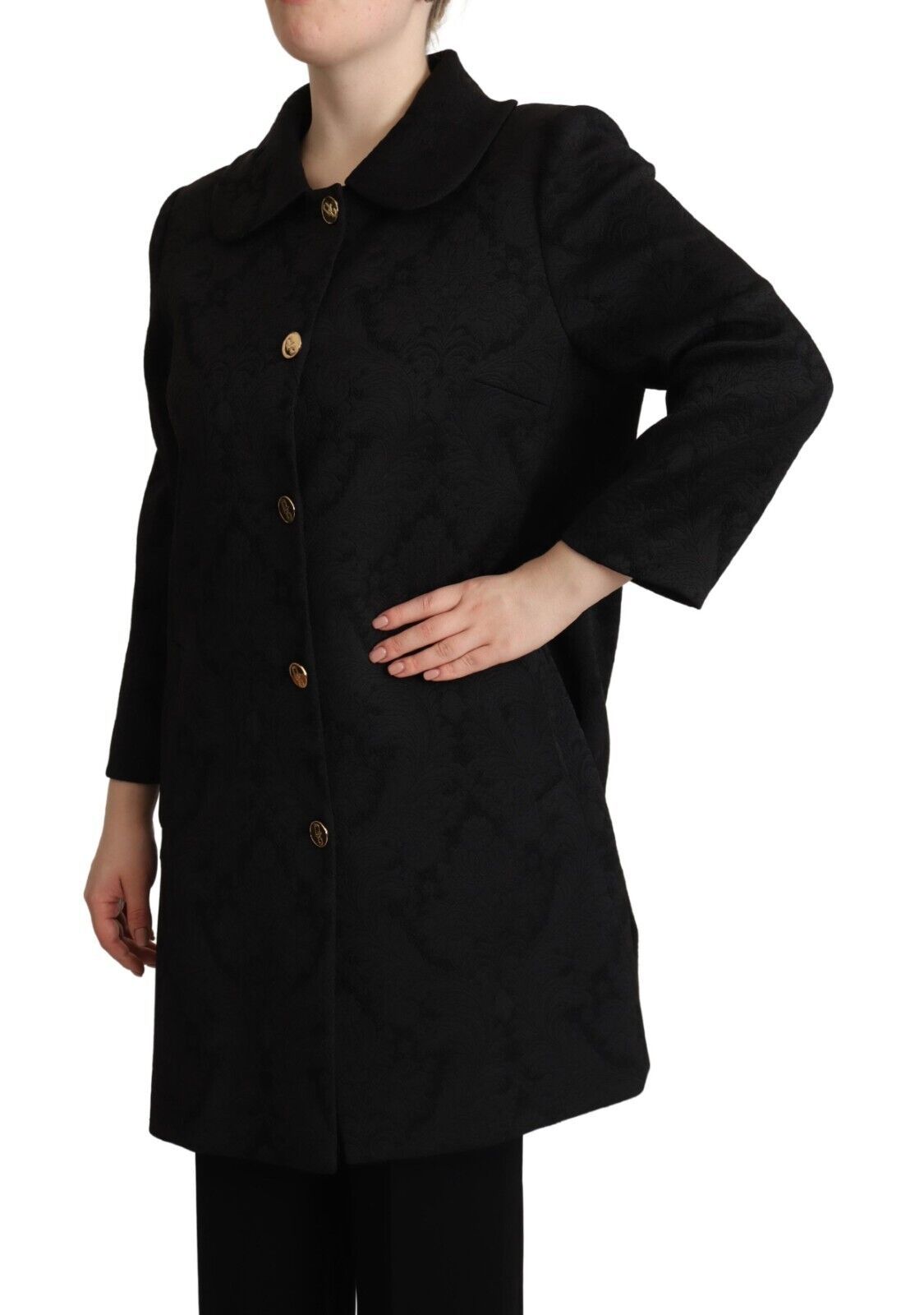 Dolce & Gabbana Black Brocade Polyester Long Sleeves Jacket