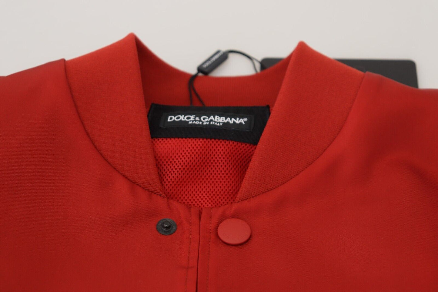 Dolce & Gabbana Radiant Red Nylon Bomber Jacket