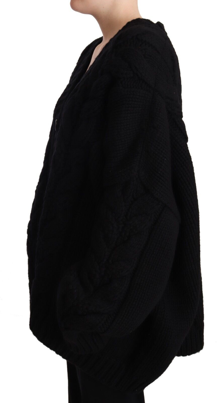 Dolce & Gabbana Black Wool Cashmere Knit Cardigan Sweater