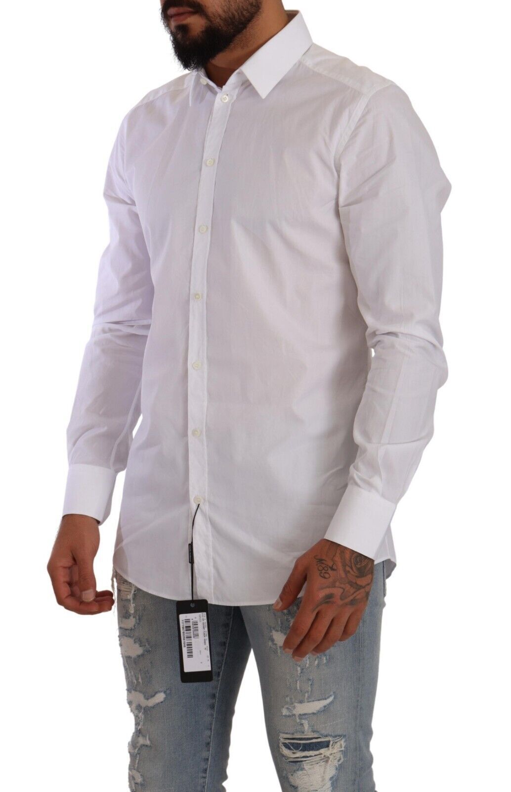 Dolce & Gabbana Elegant White Cotton Slim Fit Dress Shirt