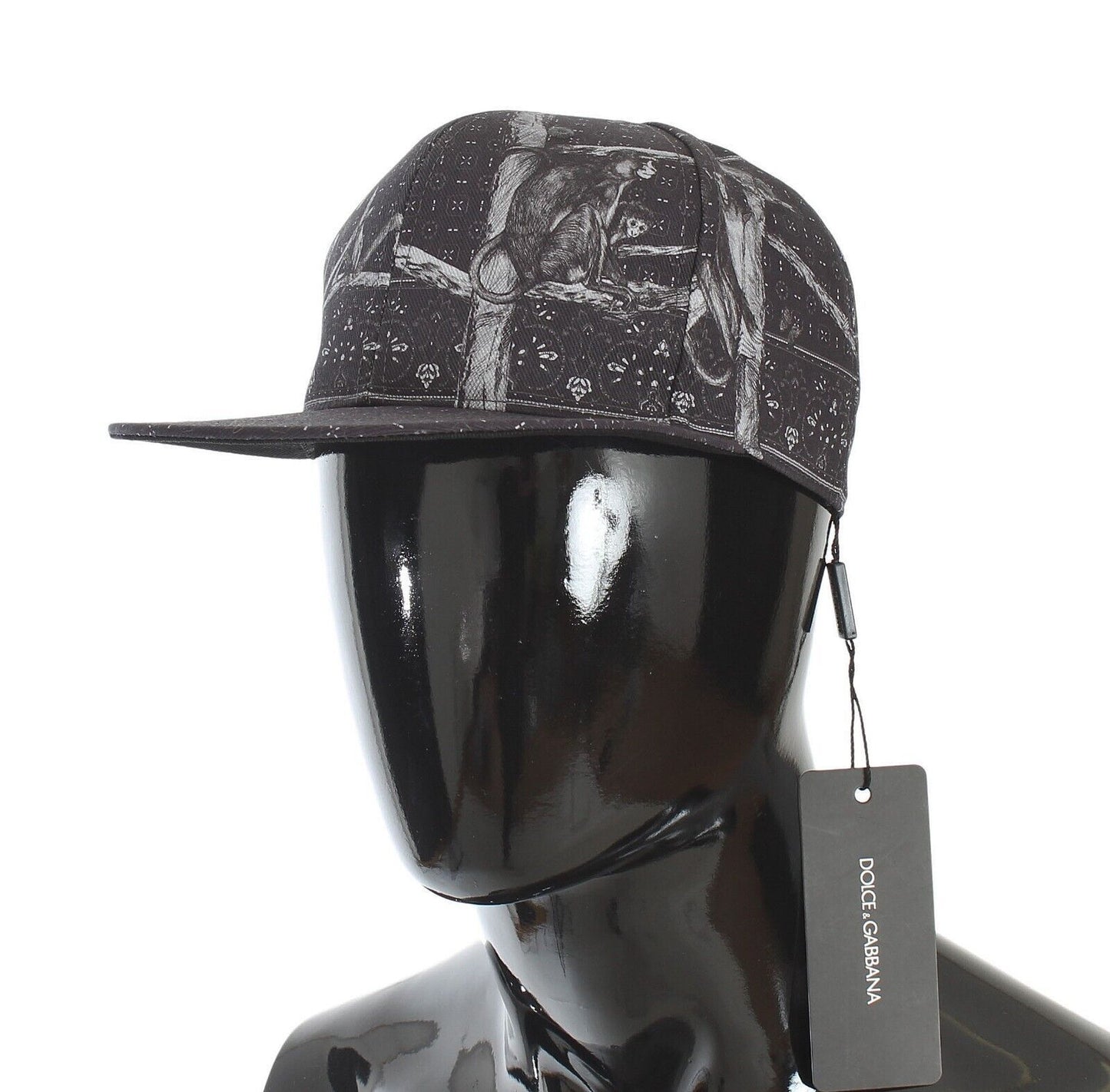 Dolce & Gabbana Chic Monkey Print Baseball Cap Dark Grey