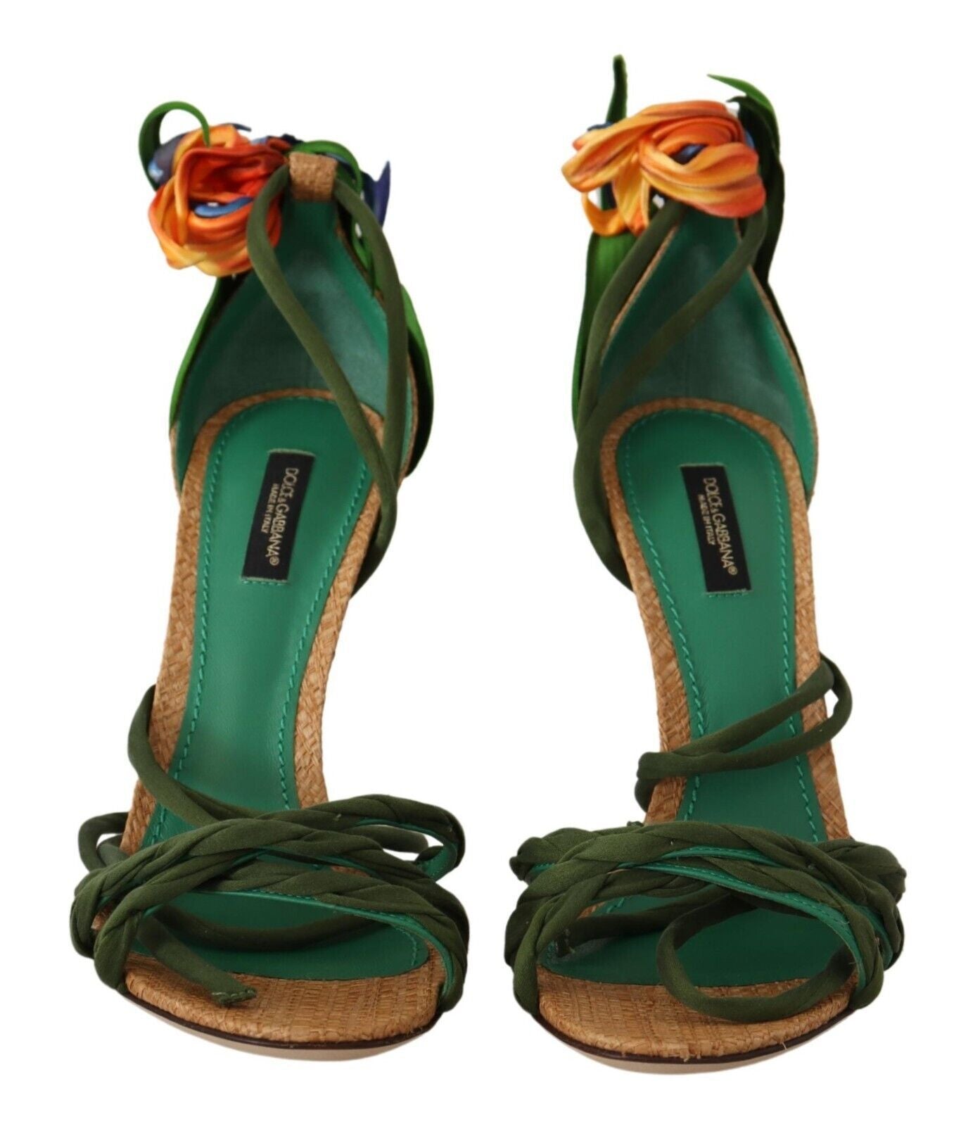 Dolce & Gabbana Multicolor Floral Applique Heel Sandals