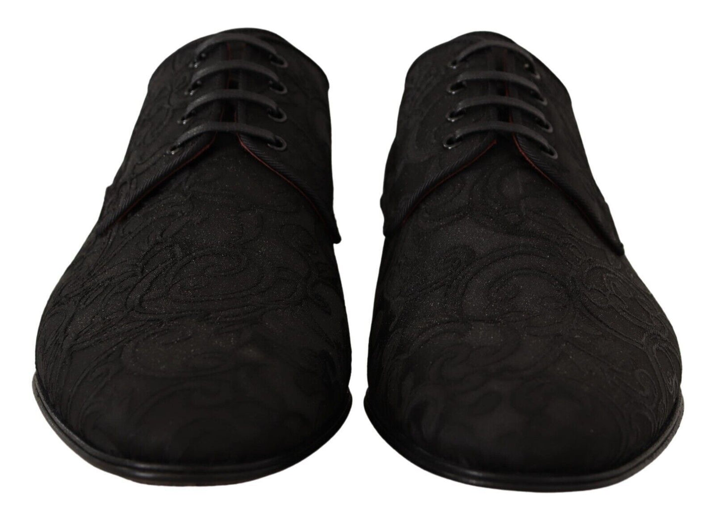 Dolce & Gabbana Black Floral Brocade Derby Lace-Up Shoes