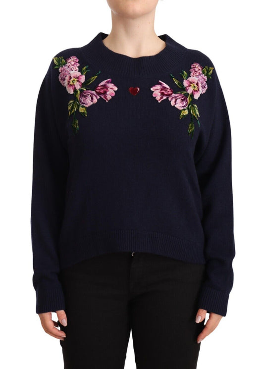 Dolce & Gabbana Blue Cashmere Crewneck Pullover Sweater