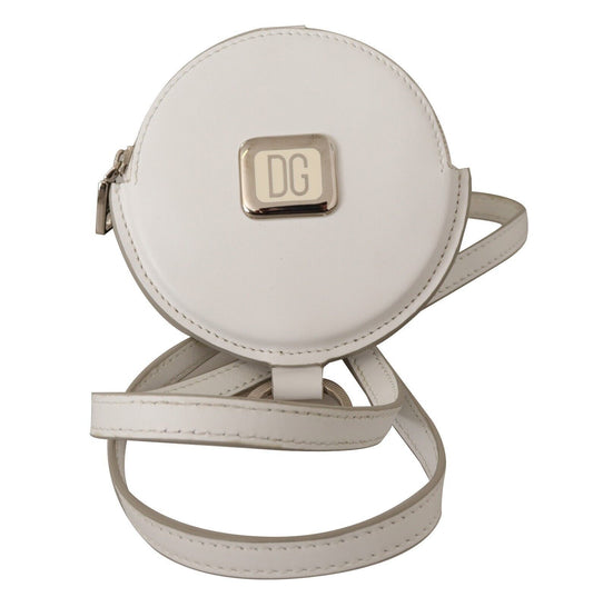 Dolce & Gabbana Elegant White Leather Coin Purse with Strap