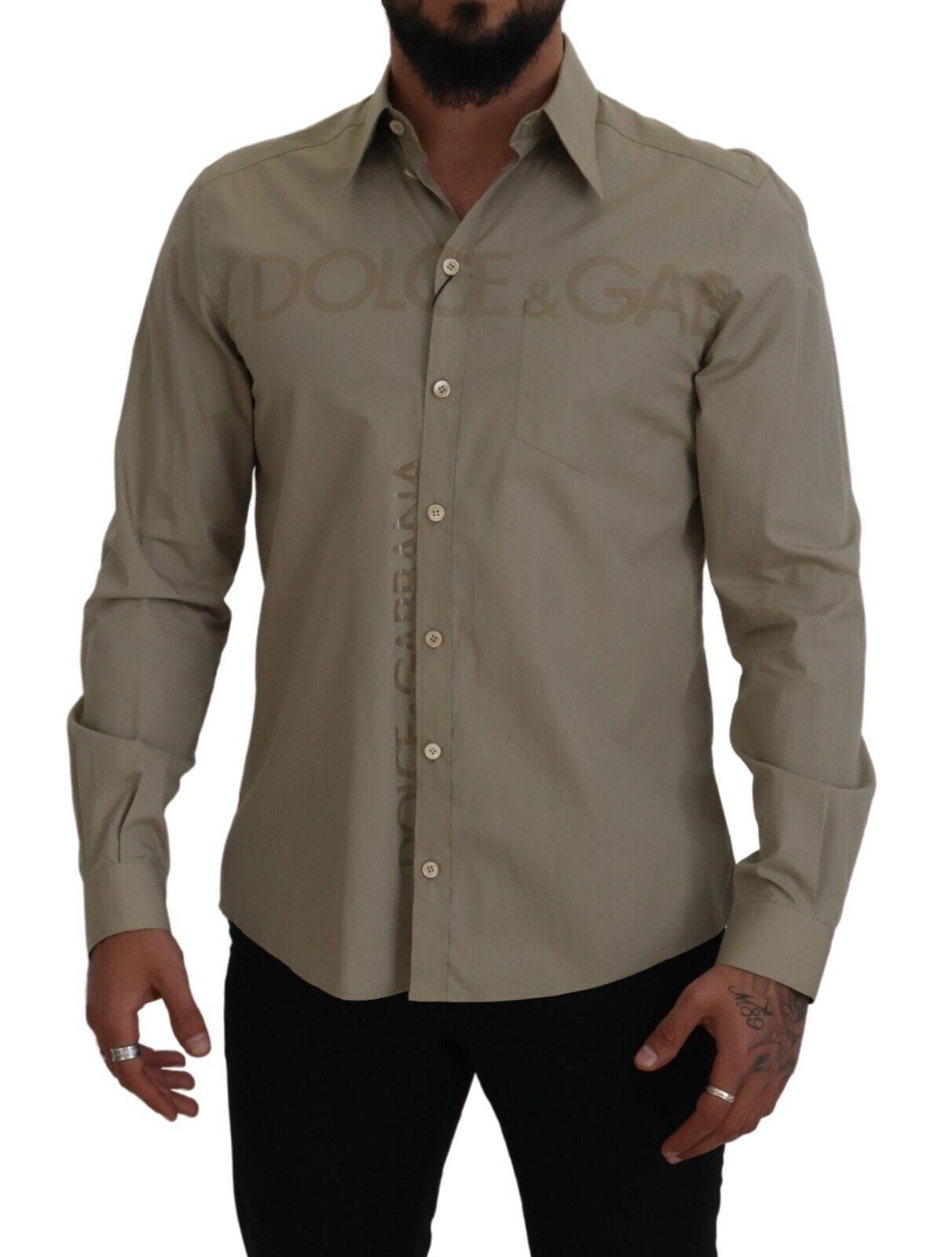 Dolce & Gabbana Elegant Beige Cotton Dress Shirt