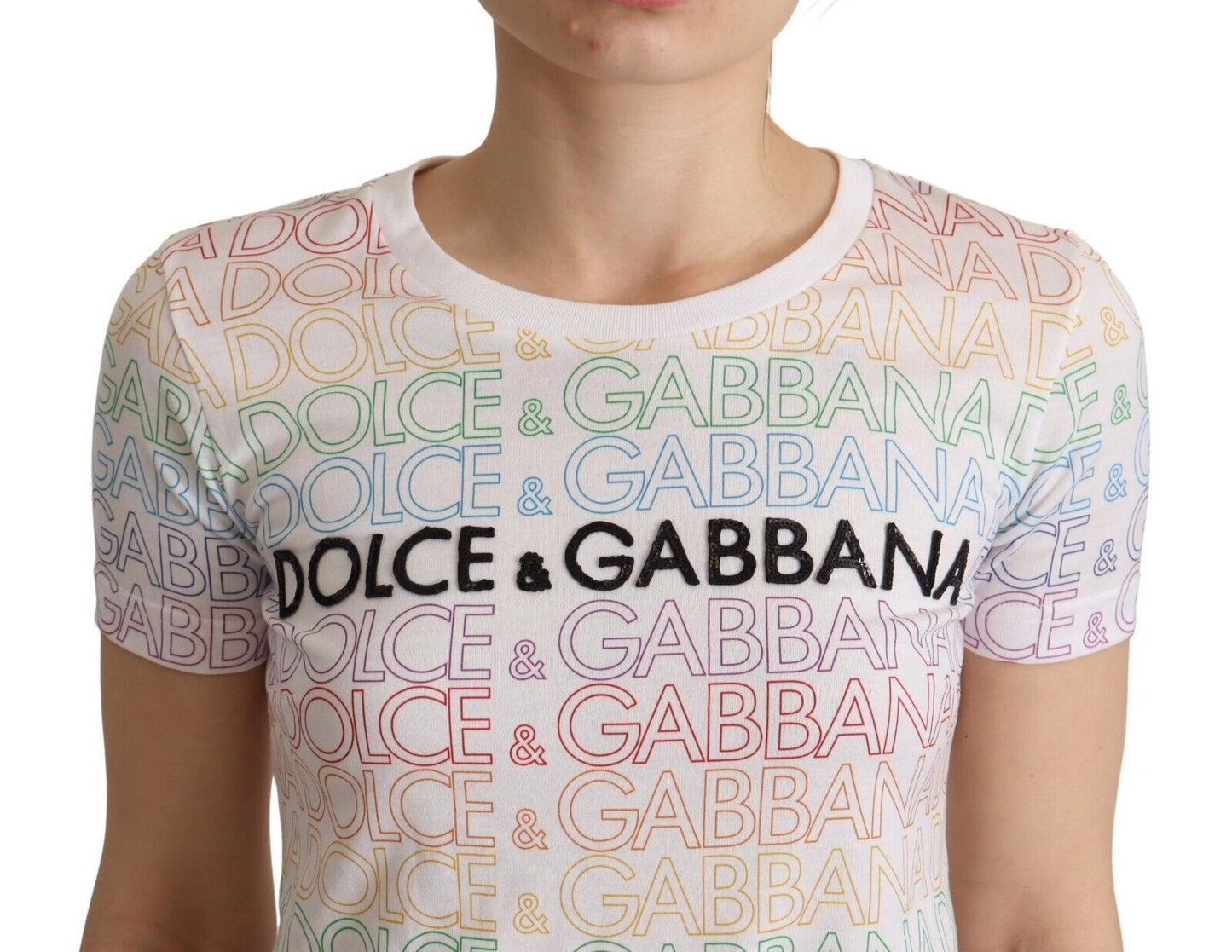 Dolce & Gabbana Chic White Logo Tee with Italian Flair