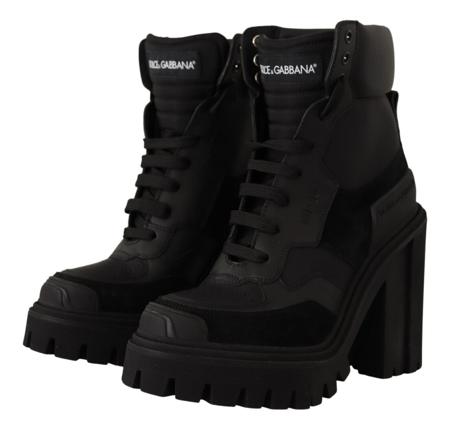 Dolce & Gabbana Elegant Black Leather Mid Calf Boots