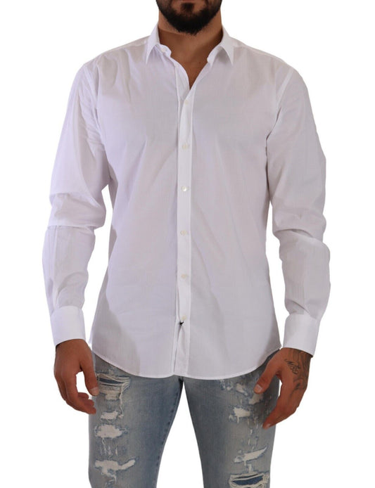 Dolce & Gabbana Elegant White Slim Fit Martini Dress Shirt