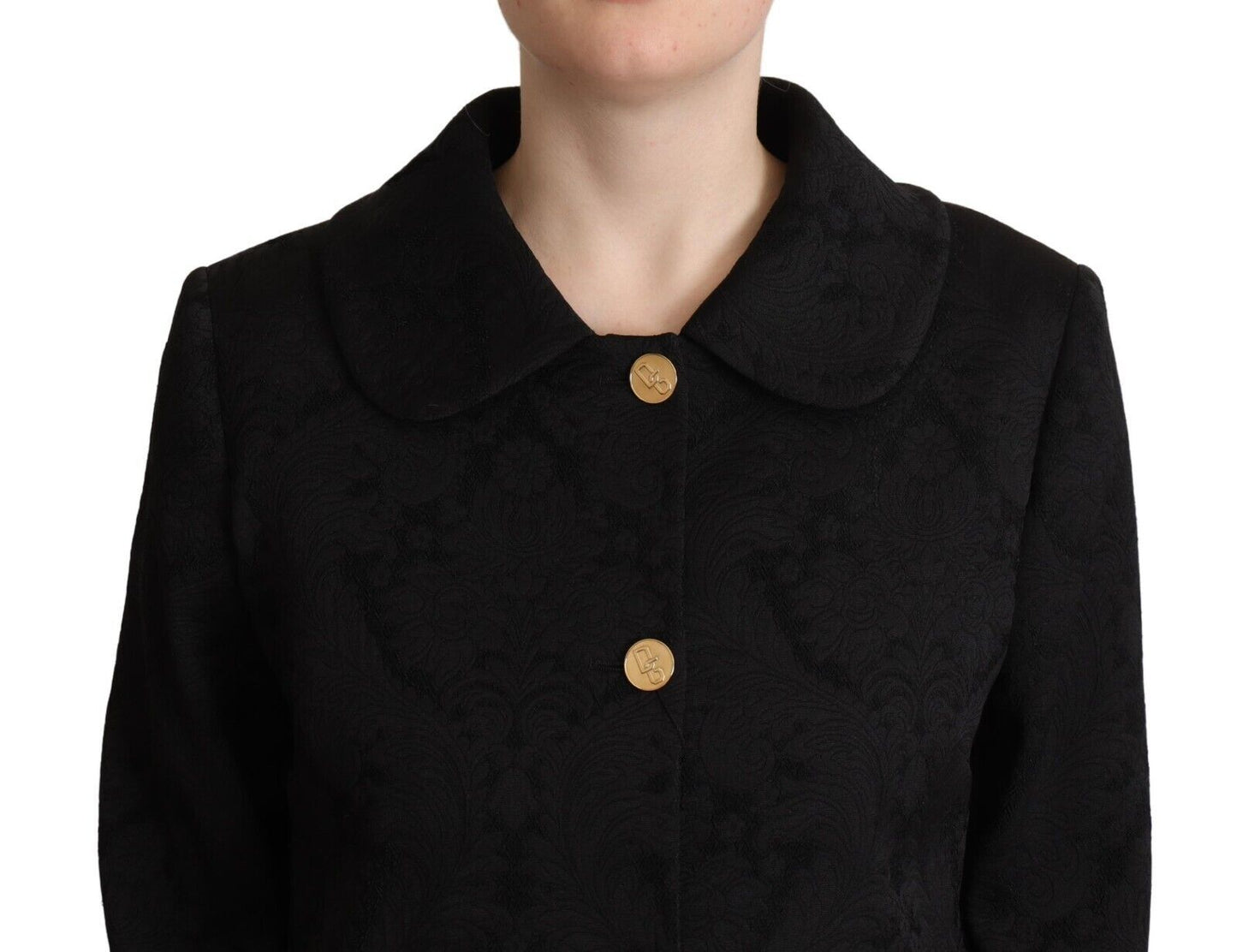 Dolce & Gabbana Black Brocade Polyester Long Sleeves Jacket