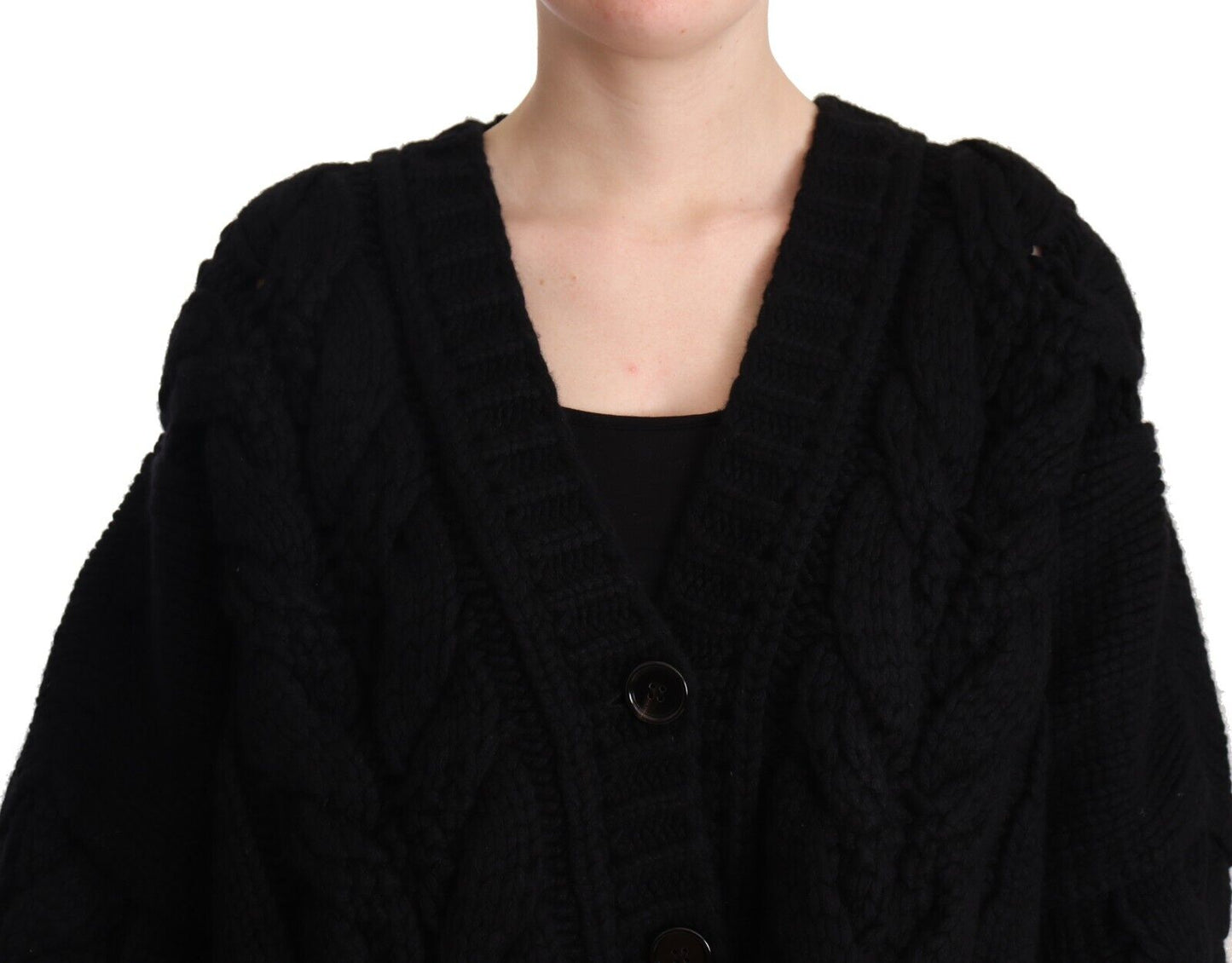 Dolce & Gabbana Black Wool Cashmere Knit Cardigan Sweater