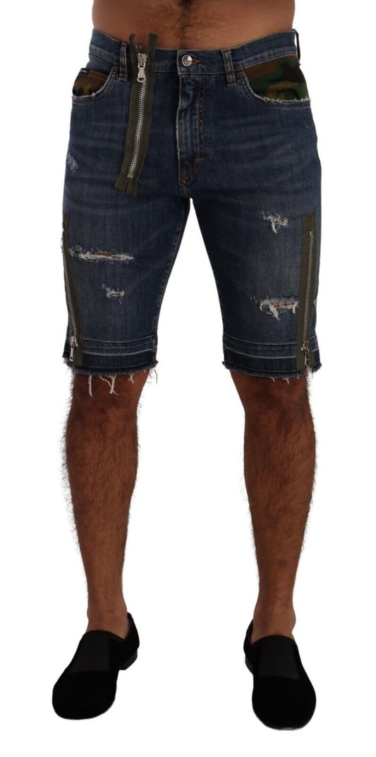 Dolce & Gabbana Elegant Dark Blue Denim Shorts for Men