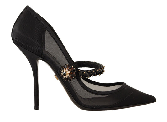 Dolce & Gabbana Crystal-Embellished Mesh Mary Jane Pumps