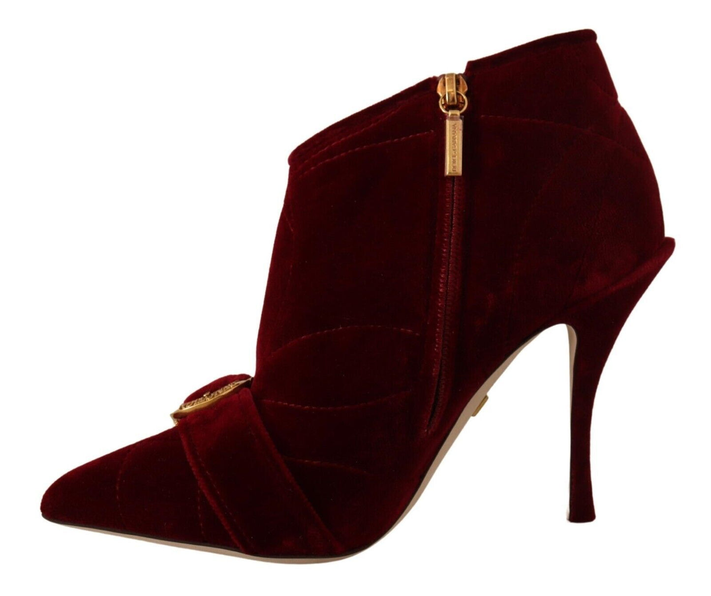 Dolce & Gabbana Elegant Bordeaux Velvet Ankle Boots