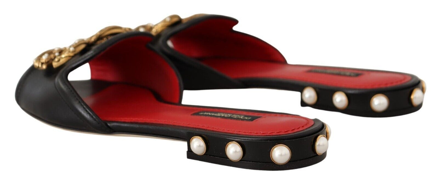 Dolce & Gabbana Elegant Amore Embellished Leather Sandals