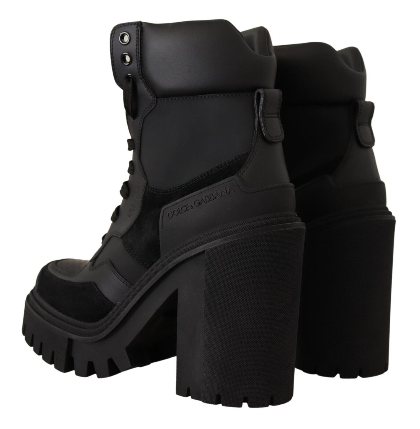 Dolce & Gabbana Elegant Black Leather Mid Calf Boots