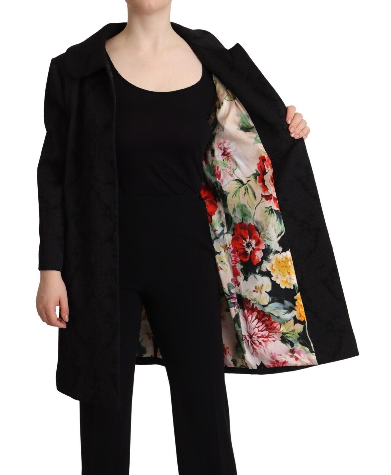 Dolce & Gabbana Black Brocade Polyester Long Sleeves Jacket