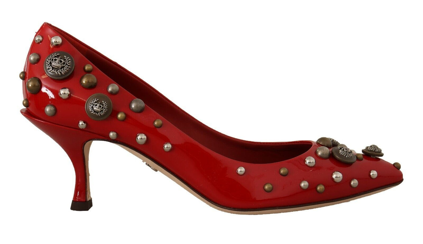 Dolce & Gabbana Radiant Red Patent Leather Pumps with Stud Accents