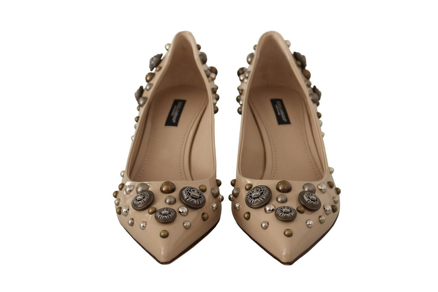 Dolce & Gabbana Chic Beige Leather Pumps with Kitten Heels