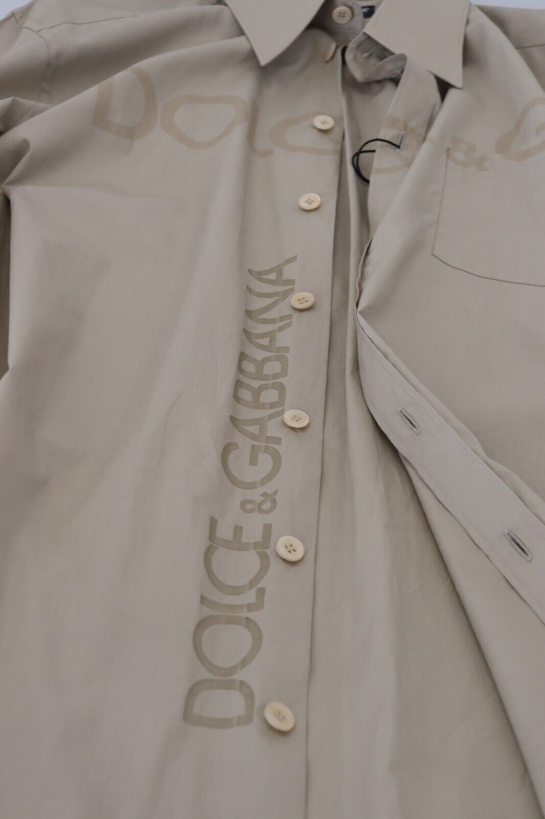 Dolce & Gabbana Elegant Beige Cotton Dress Shirt