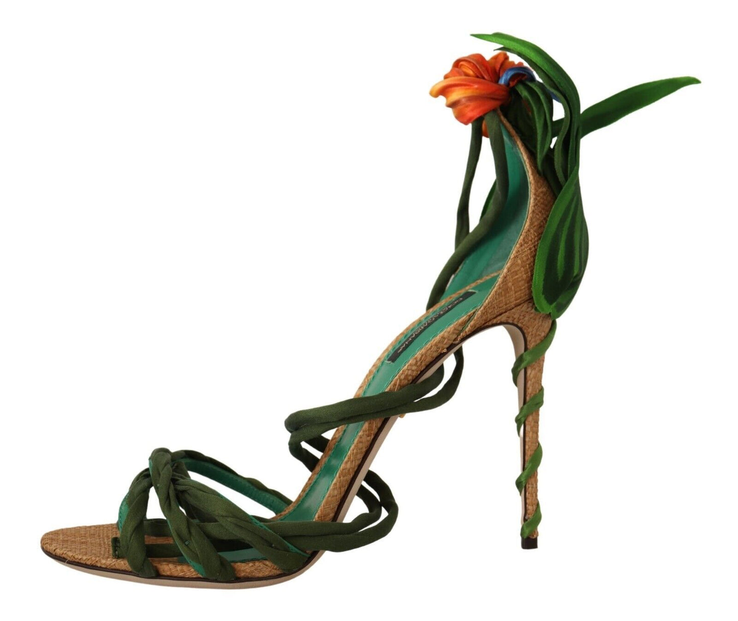 Dolce & Gabbana Multicolor Floral Applique Heel Sandals