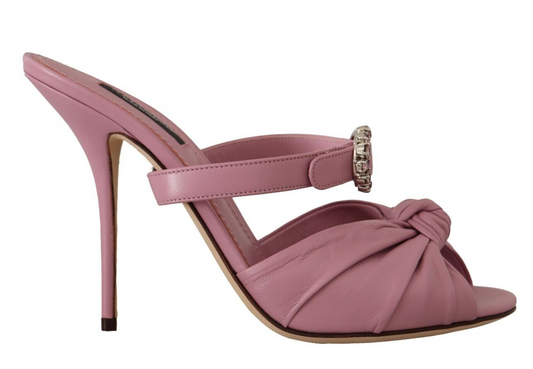 Dolce & Gabbana Elegant Pink Crystal Heeled Sandals