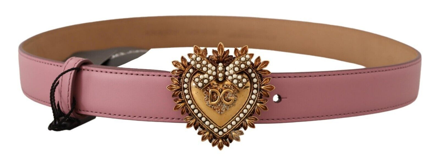 Dolce & Gabbana Elegant Pink Patent Heart Buckle Belt