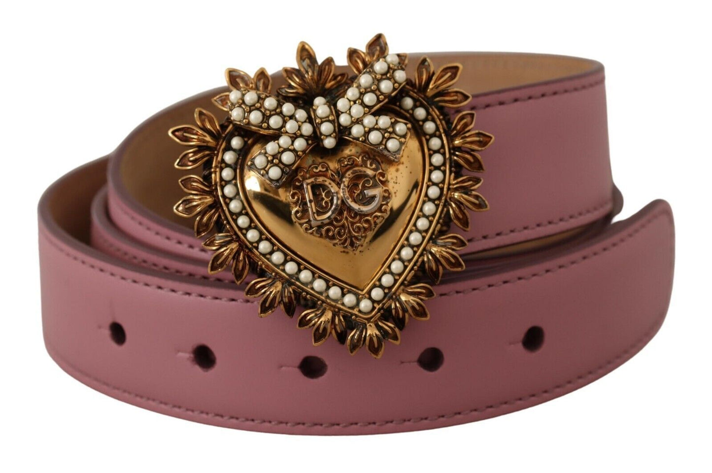 Dolce & Gabbana Regal Heart Buckle Patent Leather Belt