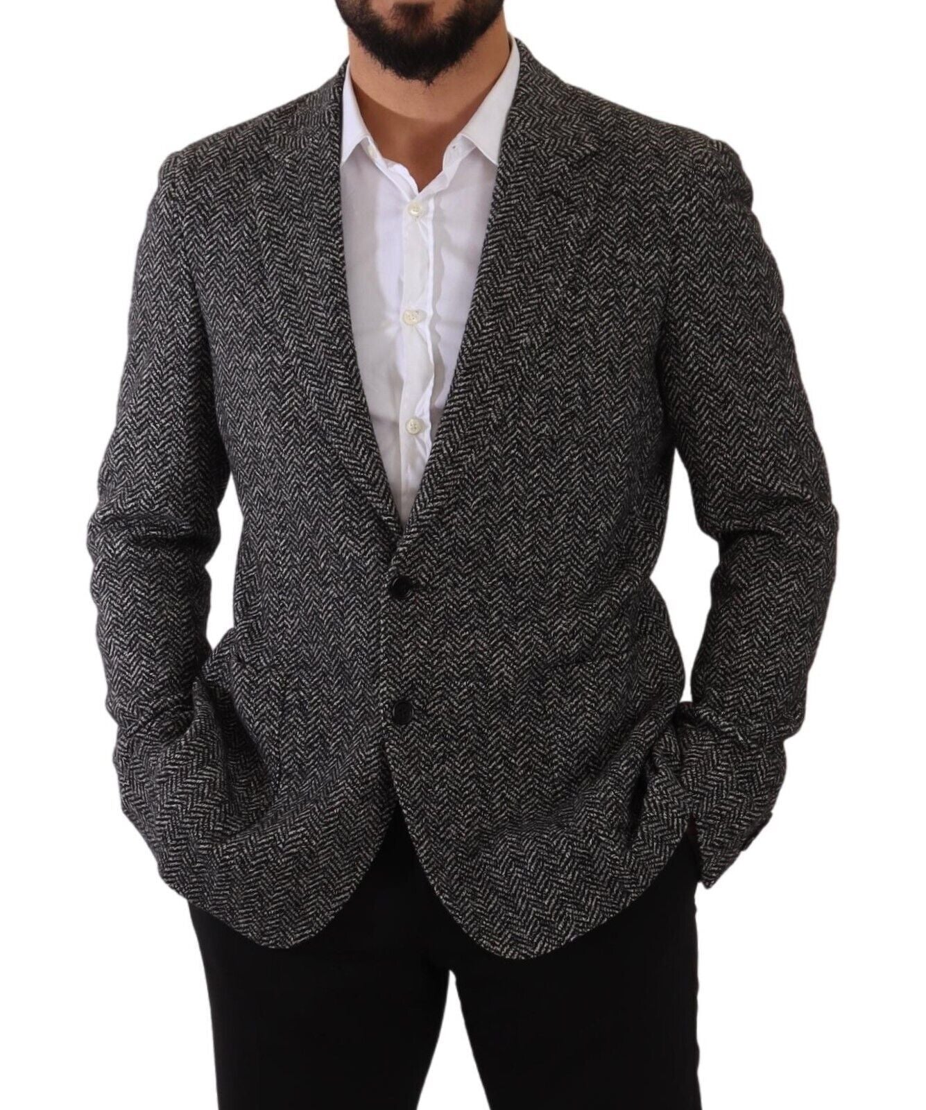 Dolce & Gabbana Elegant Slim Fit Gray Wool Blazer