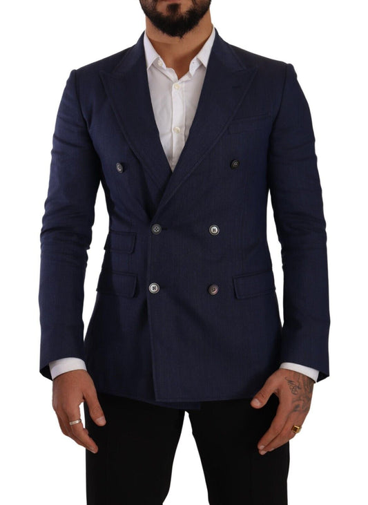 Dolce & Gabbana Elegant Slim Fit Silk Blend Blazer in Blue