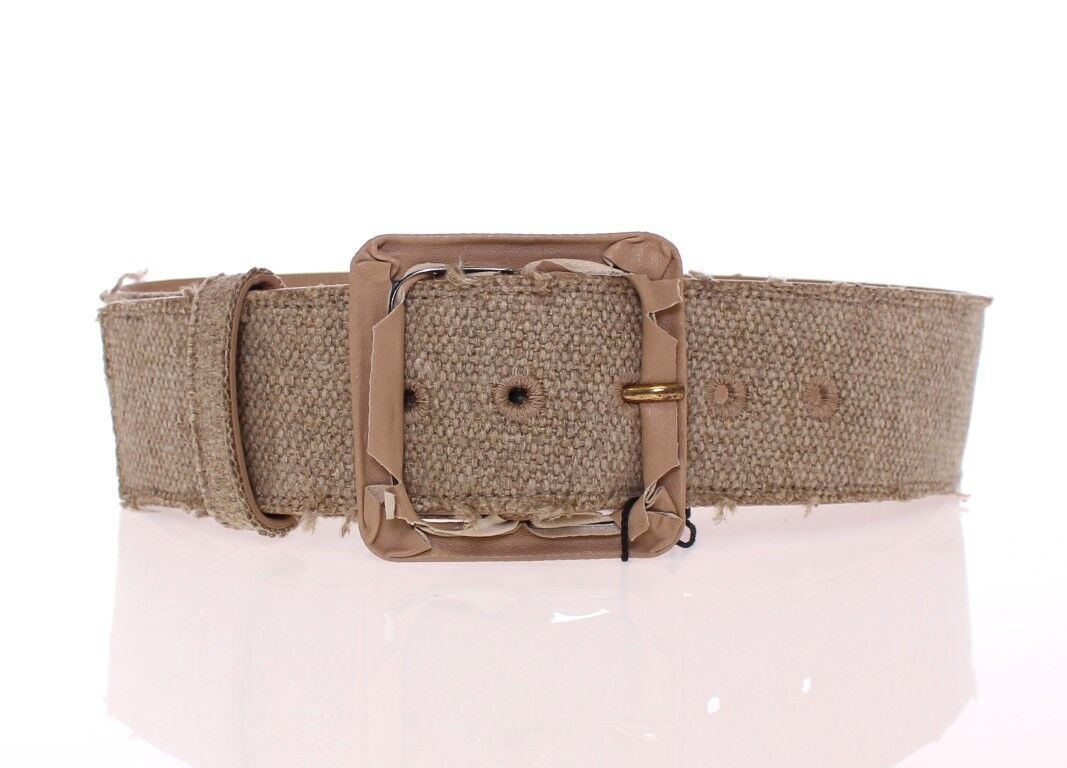 Dolce & Gabbana Elegant Beige Leather-Linen Blend Belt