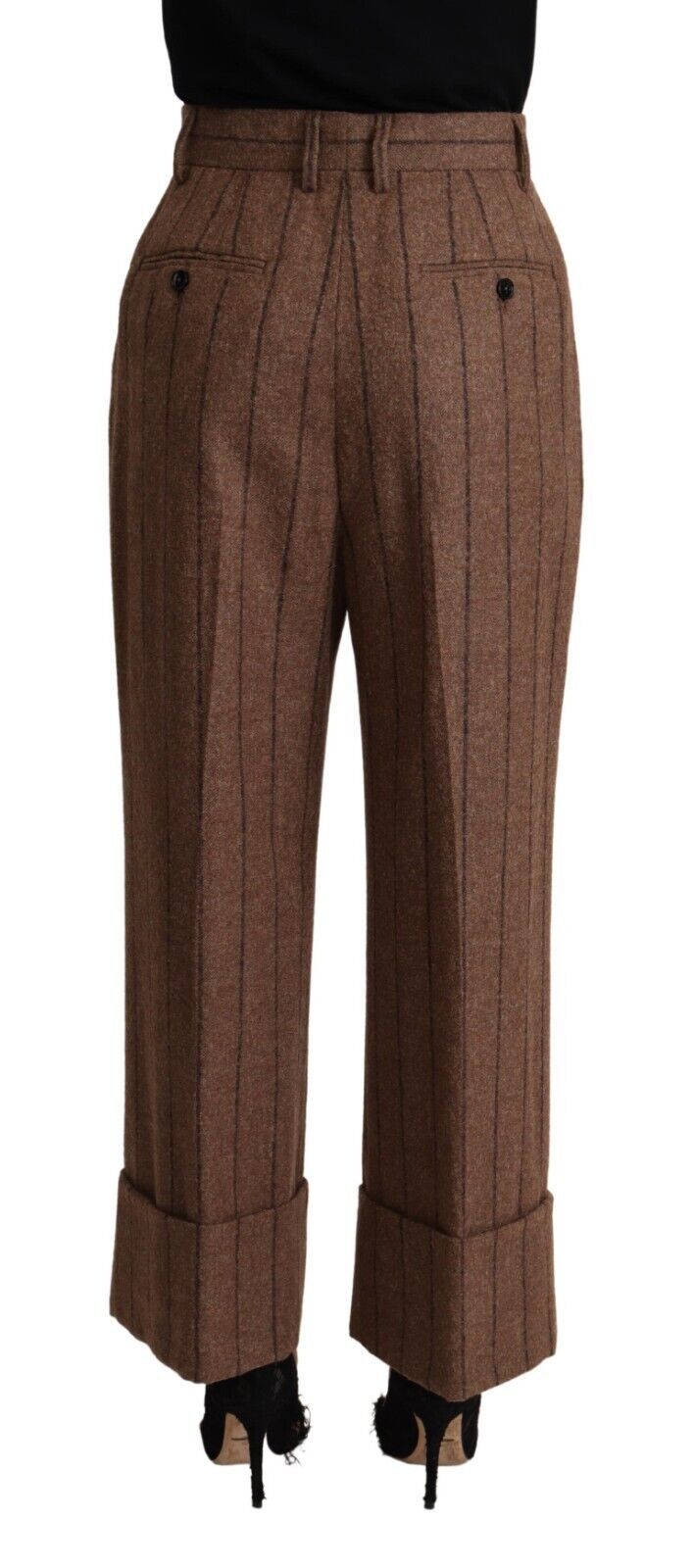 Dolce & Gabbana Brown Alpaca Wool High Waist Straight Pants