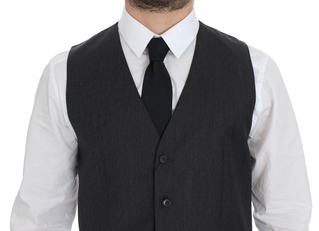 Dolce & Gabbana Gray Wool Formal Dress Vest Gilet Weste