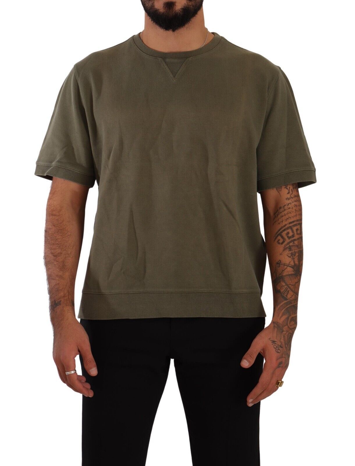 Paolo Pecora Milano Army Green Crew Neck Cotton Tee