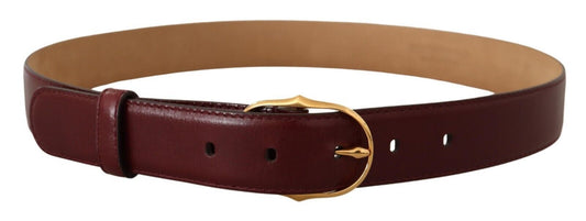 Dolce & Gabbana Elegant Bordeaux Leather Belt with Gold Buckle