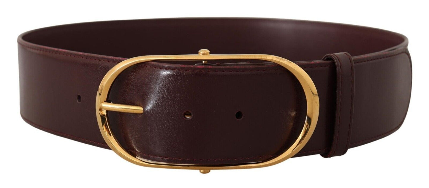 Dolce & Gabbana Elegant Purple Leather Belt with Gold Buckle