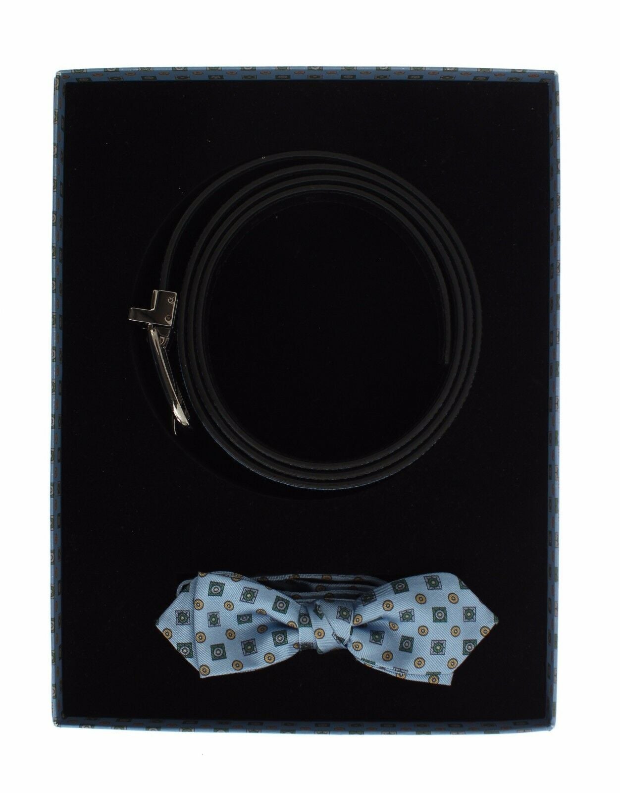 Dolce & Gabbana Exquisite Blue Baroque Silk Tie & Leather Belt Set