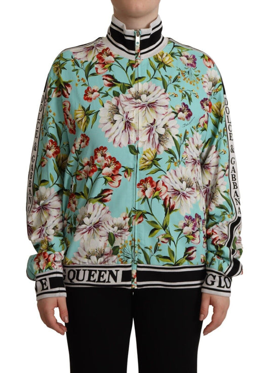 Dolce & Gabbana Floral Zip Bomber Sweater Extravaganza