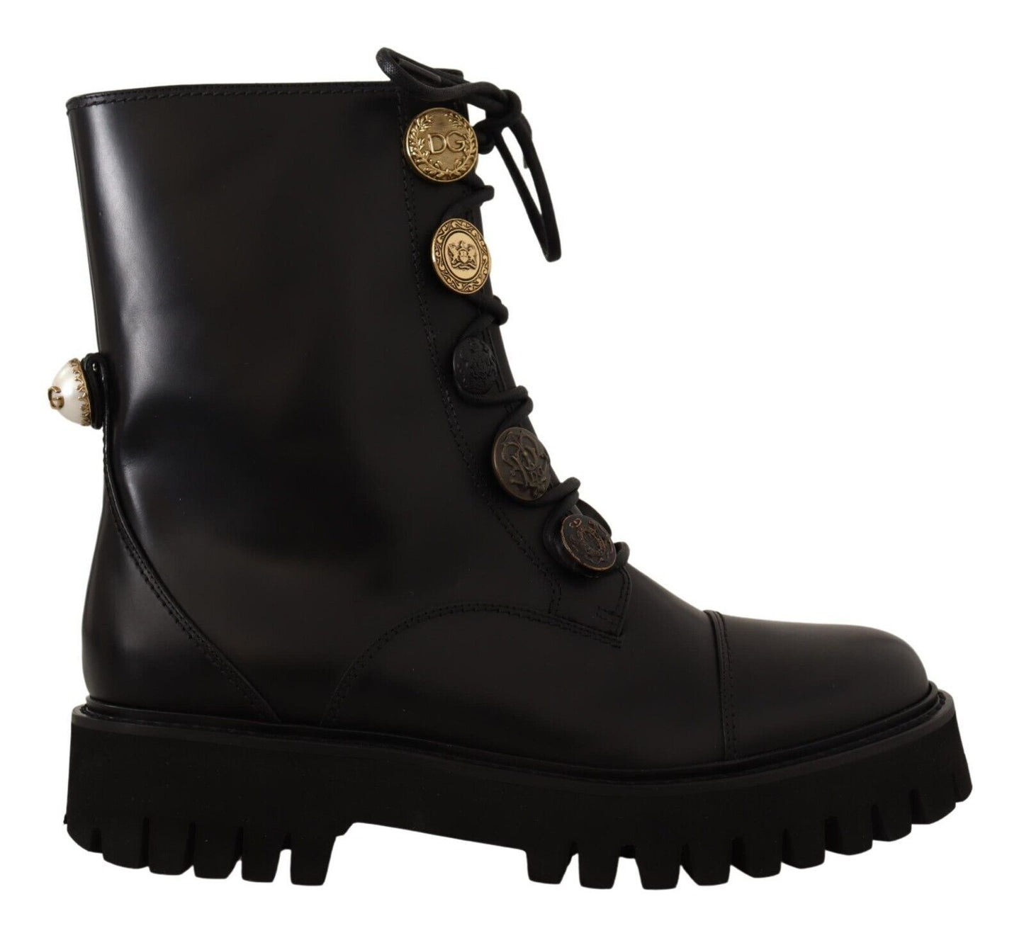 Dolce & Gabbana Authentic Leather Biker Boots in Chic Black