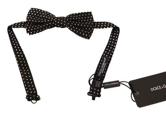 Dolce & Gabbana Elegant Black Silk Dotted Bow Tie