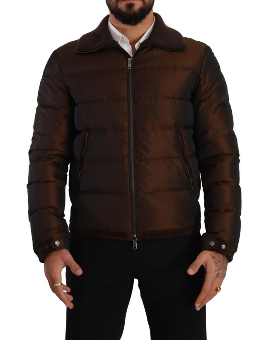 Dolce & Gabbana Elegant Brown Quilted Puffer Jacket