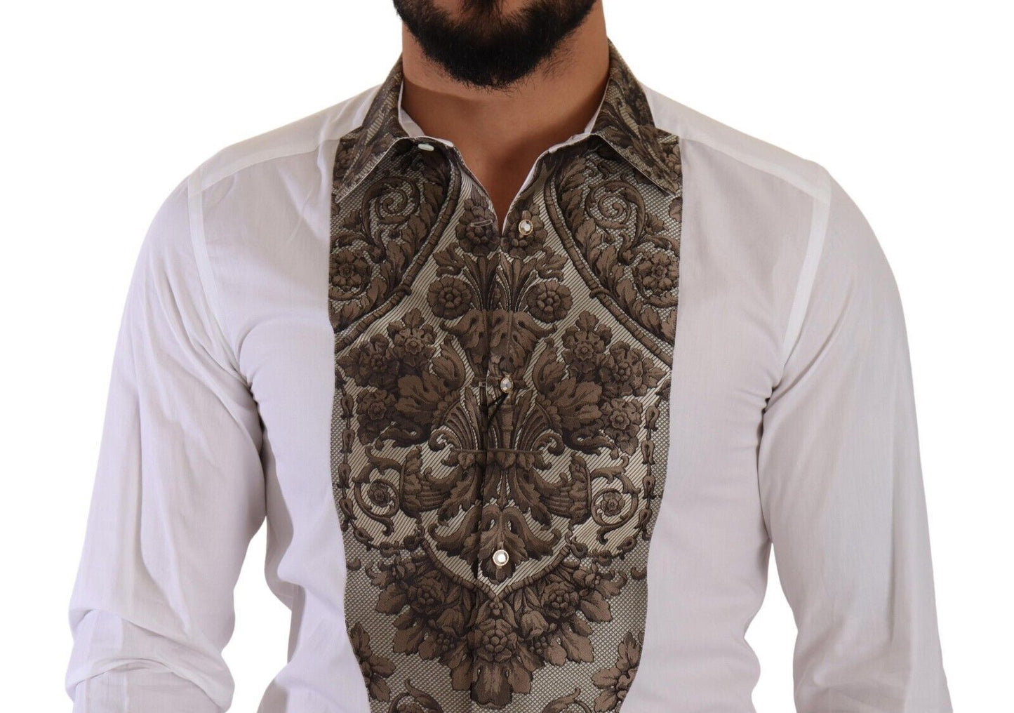 Dolce & Gabbana Elegant White Jacquard Dress Shirt