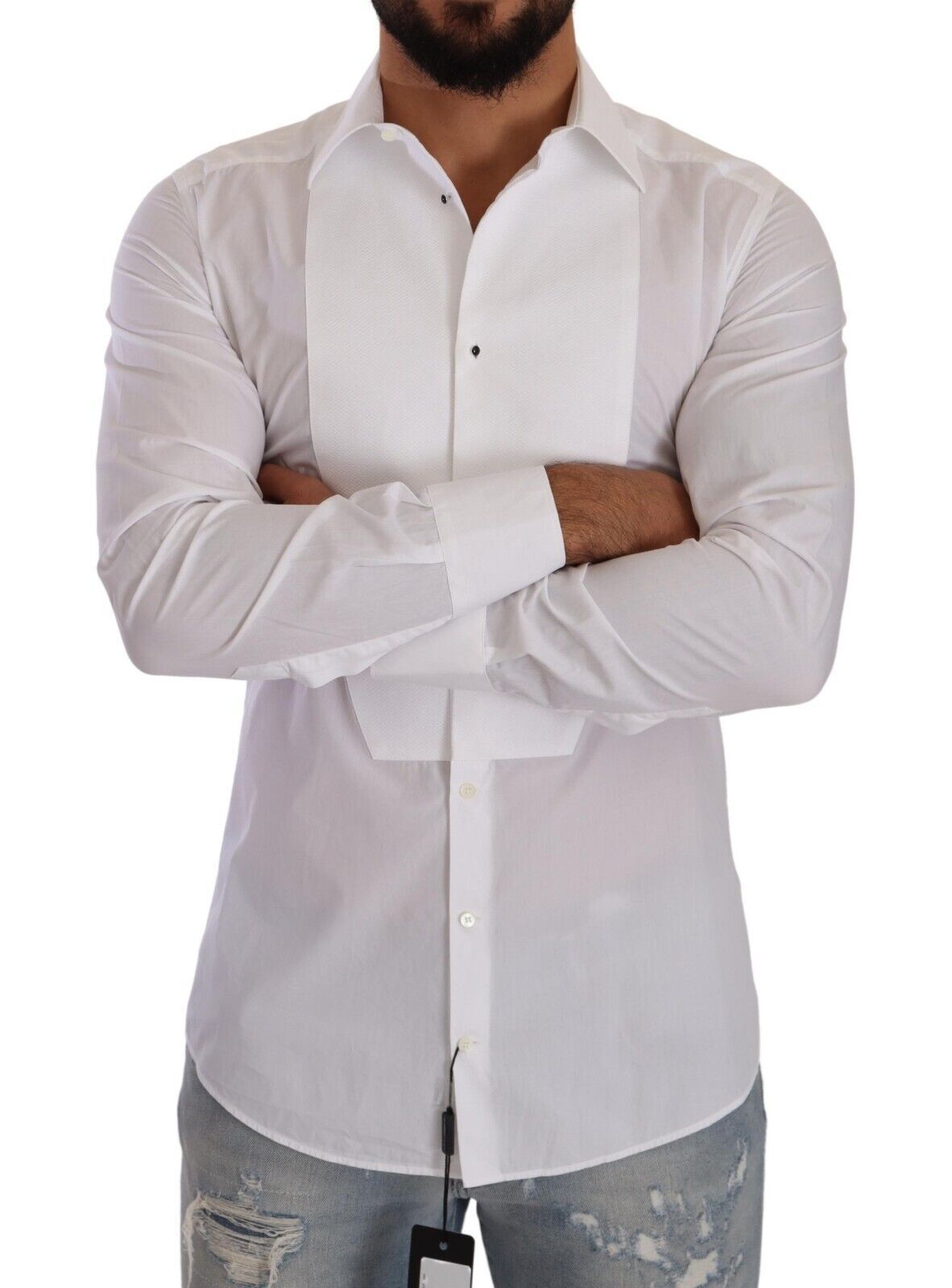 Dolce & Gabbana Elegant White Cotton Poplin Slim Fit Shirt